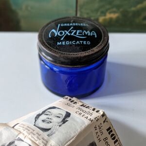 Vintage 1950s Noxzema Cobalt Blue Glass Jar